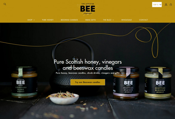 Screenshot showing the website of the Scottish Bee Company