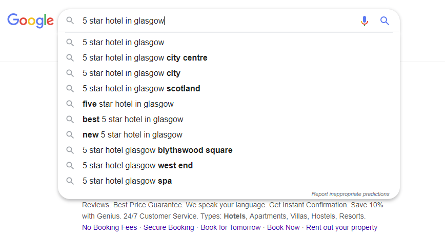 Auto suggest queries in Google