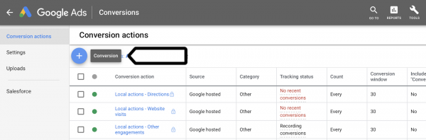 Adwords conversion tracking