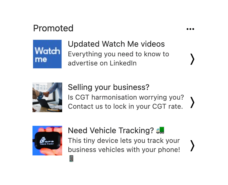 Example of LinkedIn text ads